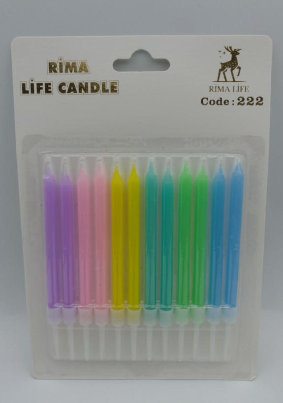 Karışık  Doğum Günü Mumu 12 Lı Kod:222